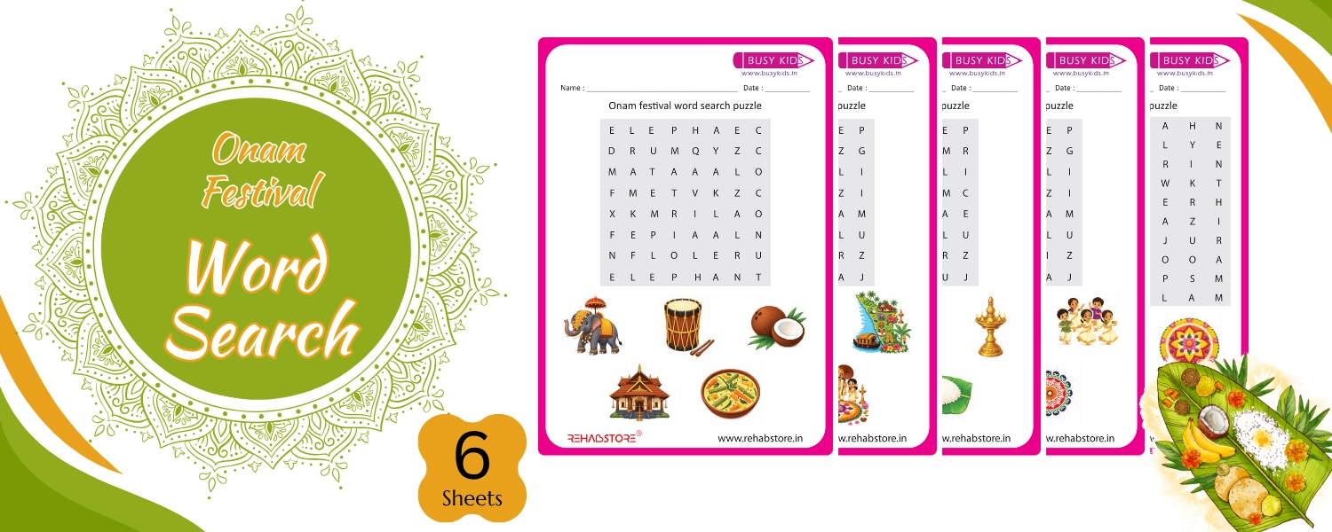 Onam Festival Word Search Puzzle