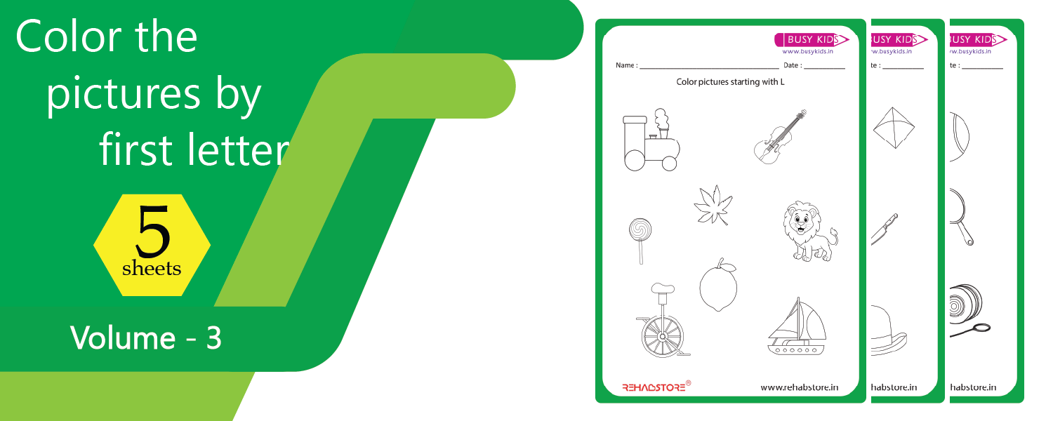 Color the Pictures by First Letter – Volume 3