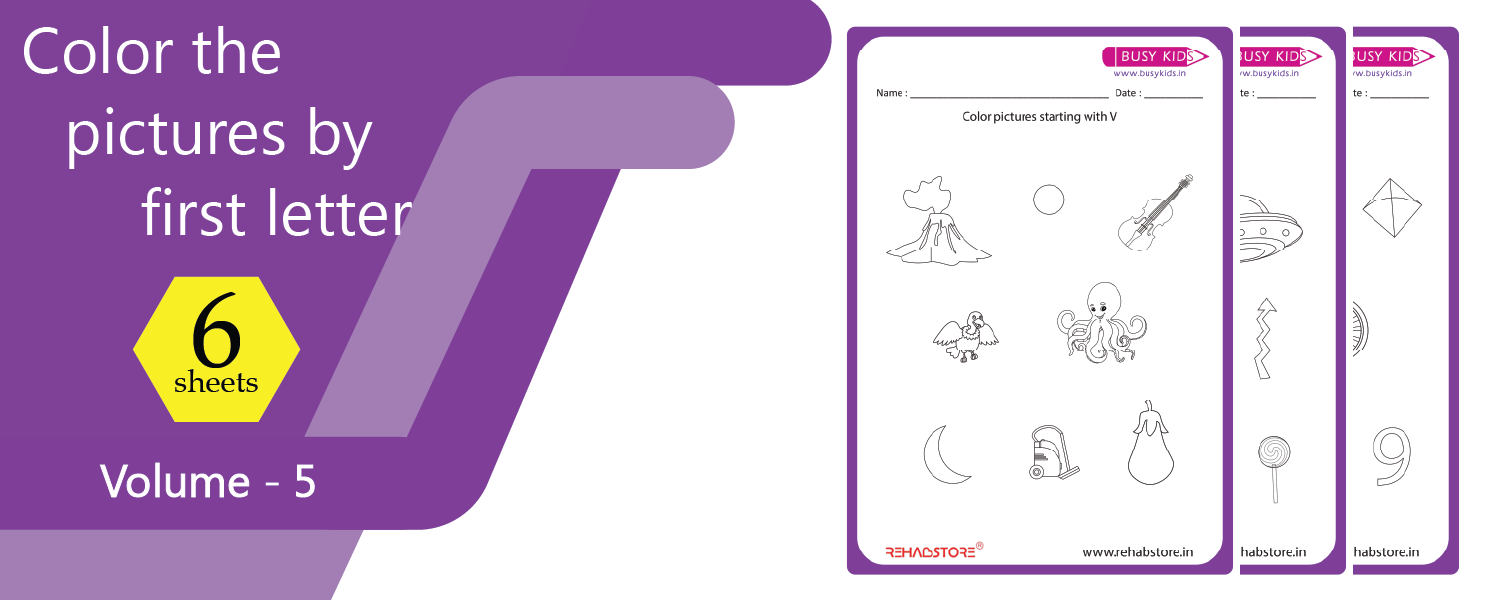 Color the Pictures by First Letter – Volume 5