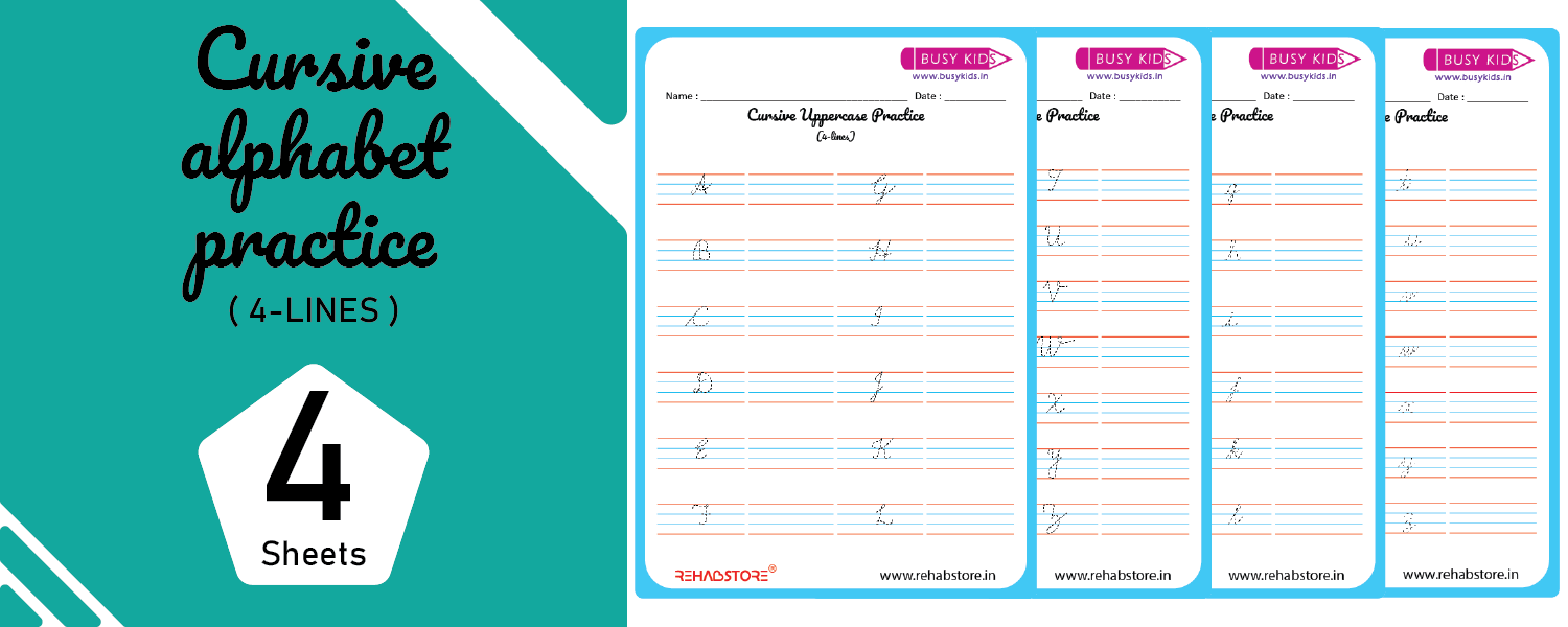 Cursive Alphabet Practice - 4 Lines