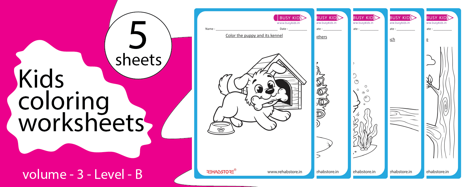 Kids Coloring Worksheets – Volume 3 | Level B