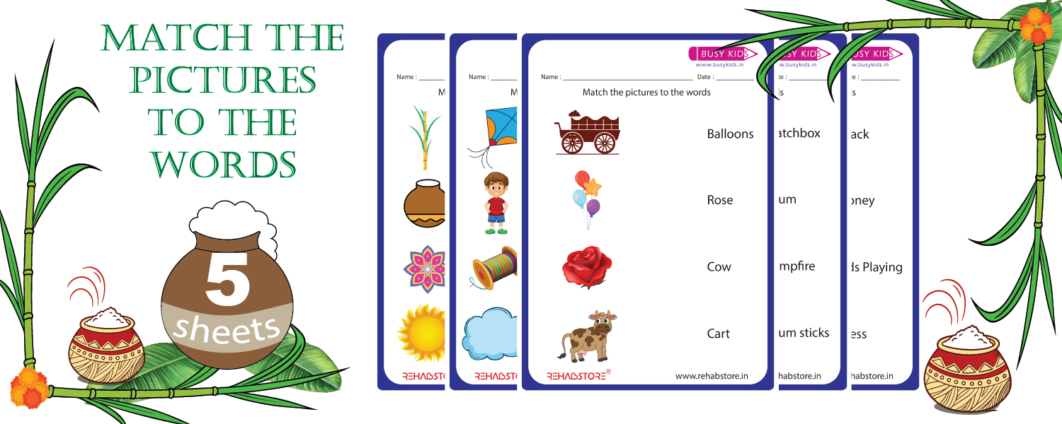 Match the Pictures to the Words - Pongal Special