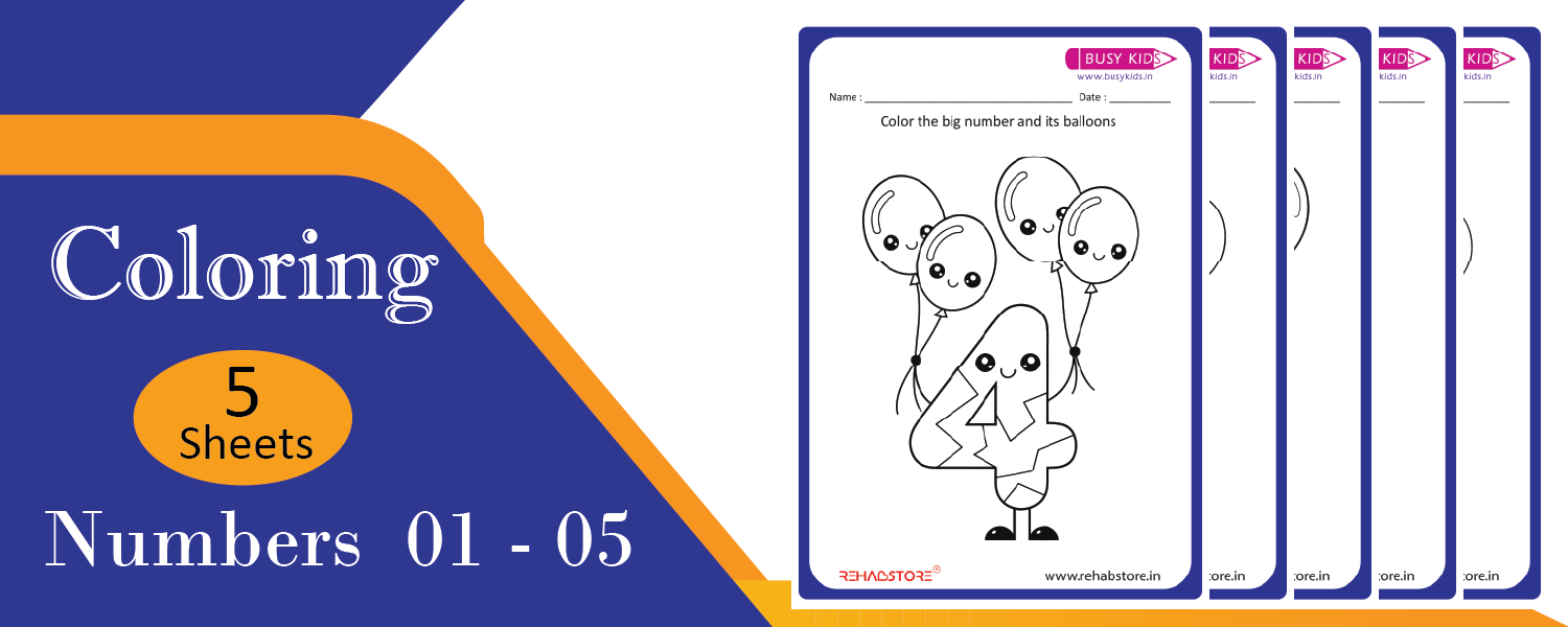 Numbers Coloring 01 to 05