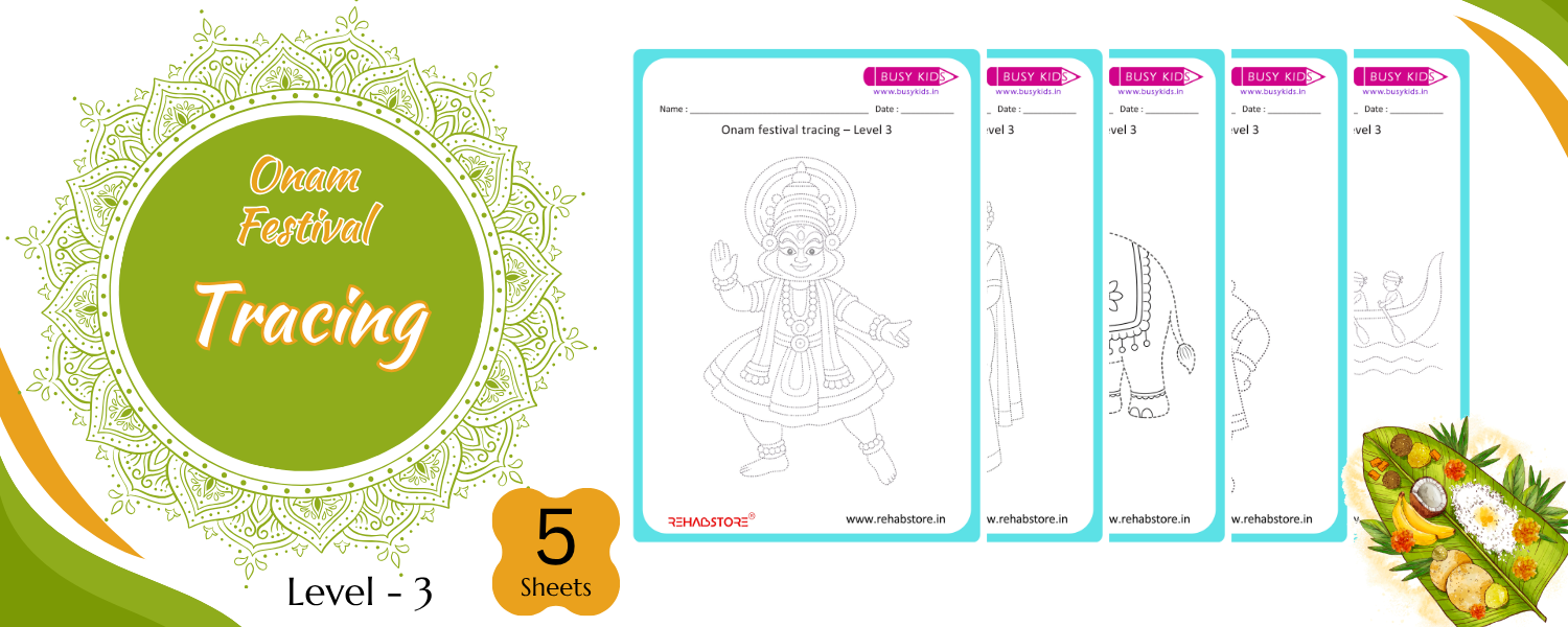 Onam Festival Tracing Level - 3