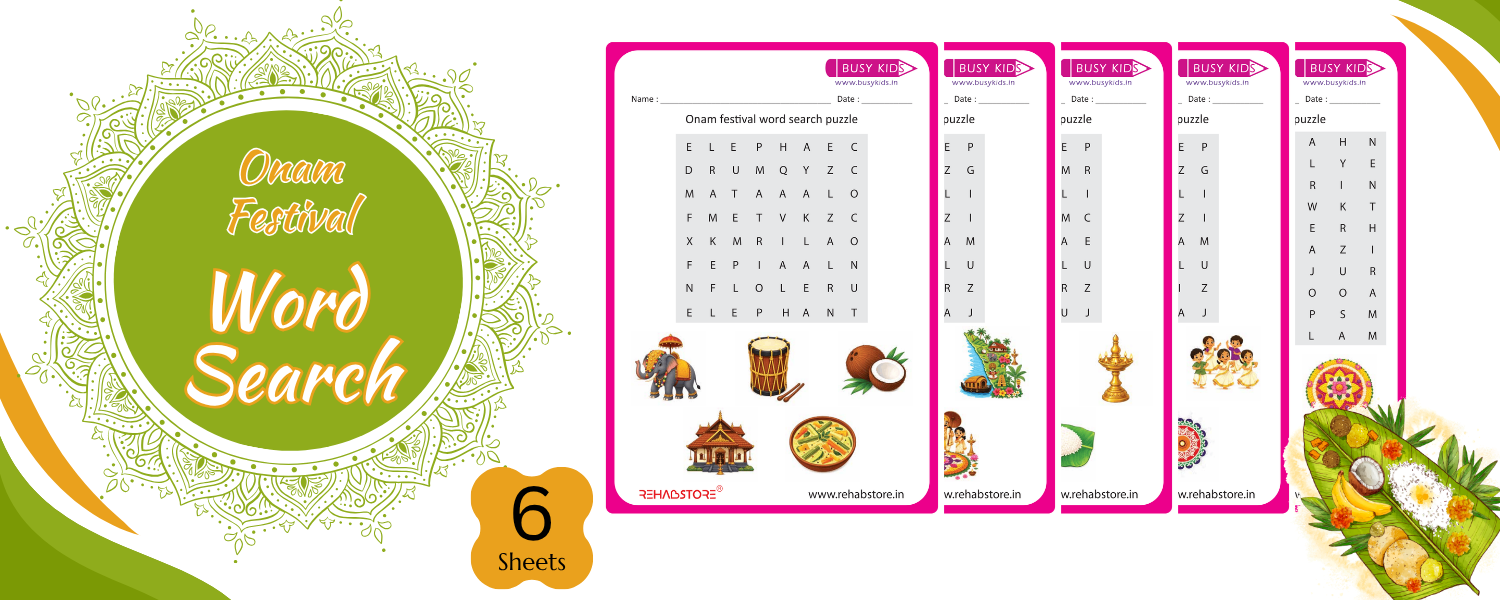 Onam Festival Word Search Puzzle