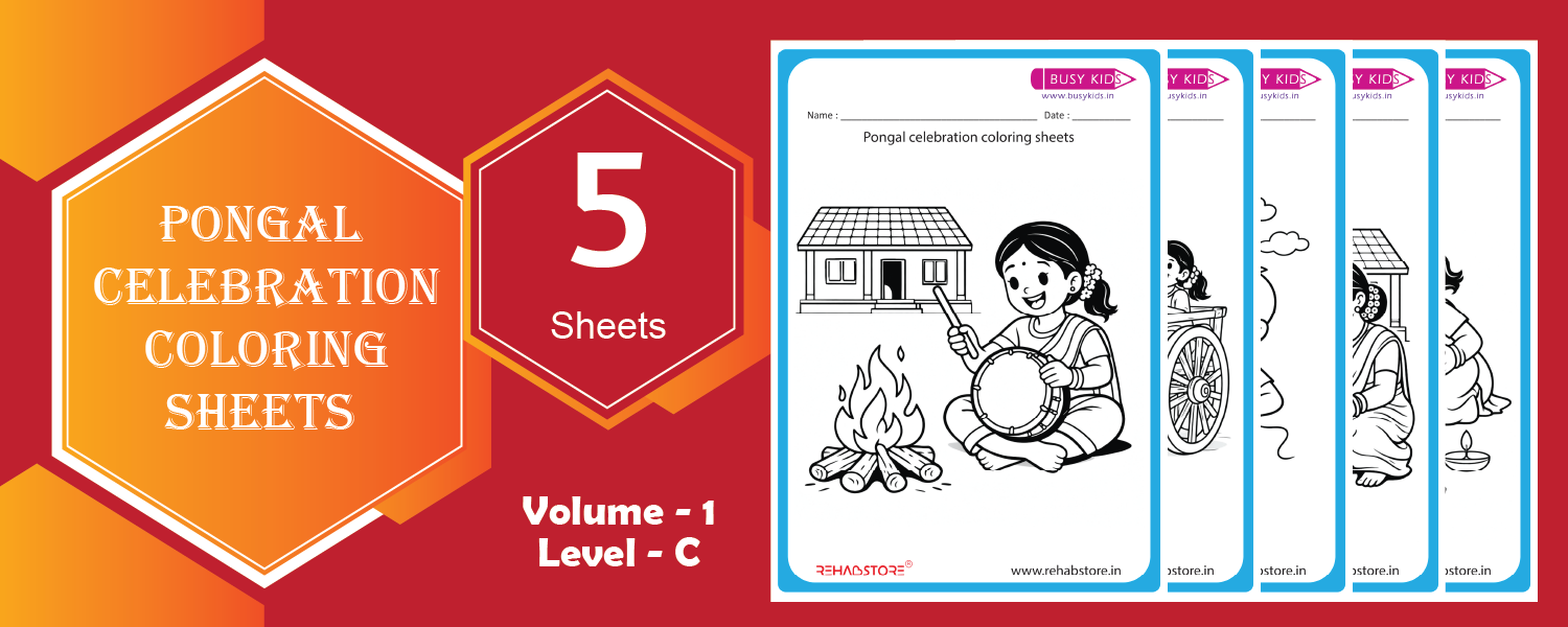 Pongal Celebration Colouring Sheets – Level C (Vol 1)